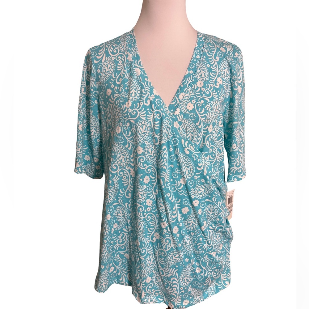 Charter Club Blue and White Paisley Blouse